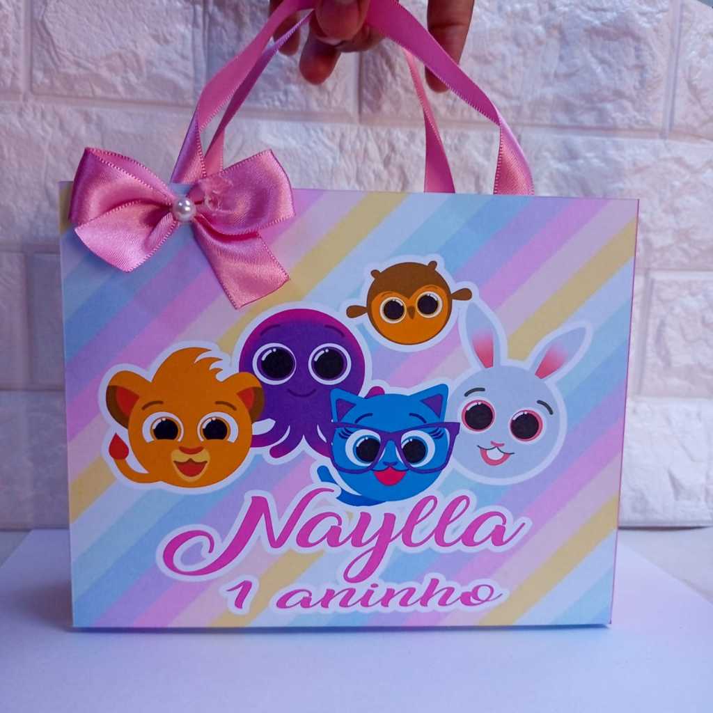 Sacolinha Personalizada do Bolofofos Rosa menina  -  lembrancinhas personalizadas para festa caixinhas