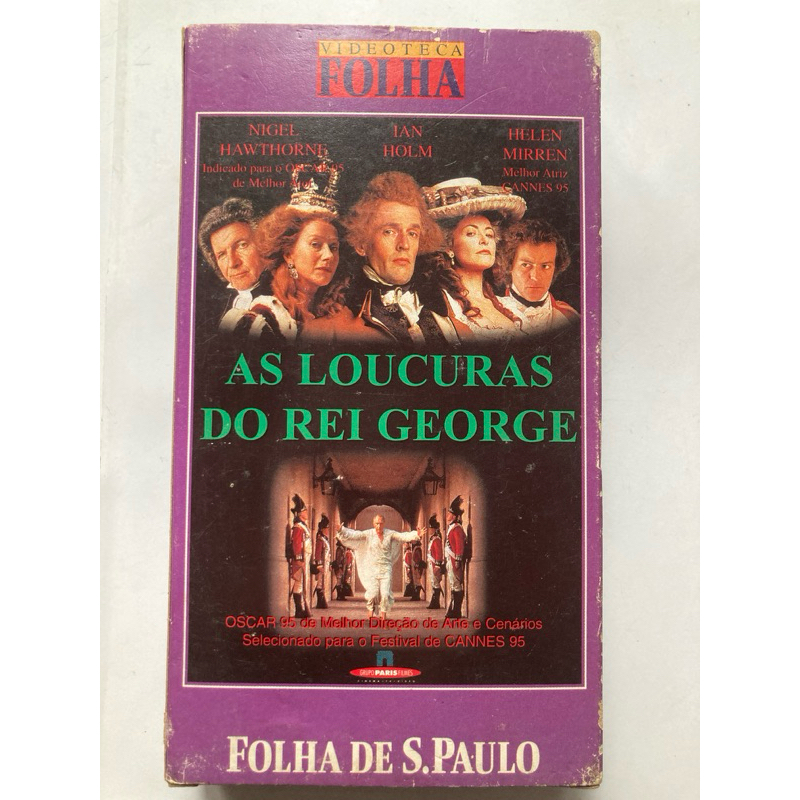 Fita VHS: As Loucuras do Rei George, com Nigel Hawthorne, Ian Holm e Helen Mirren