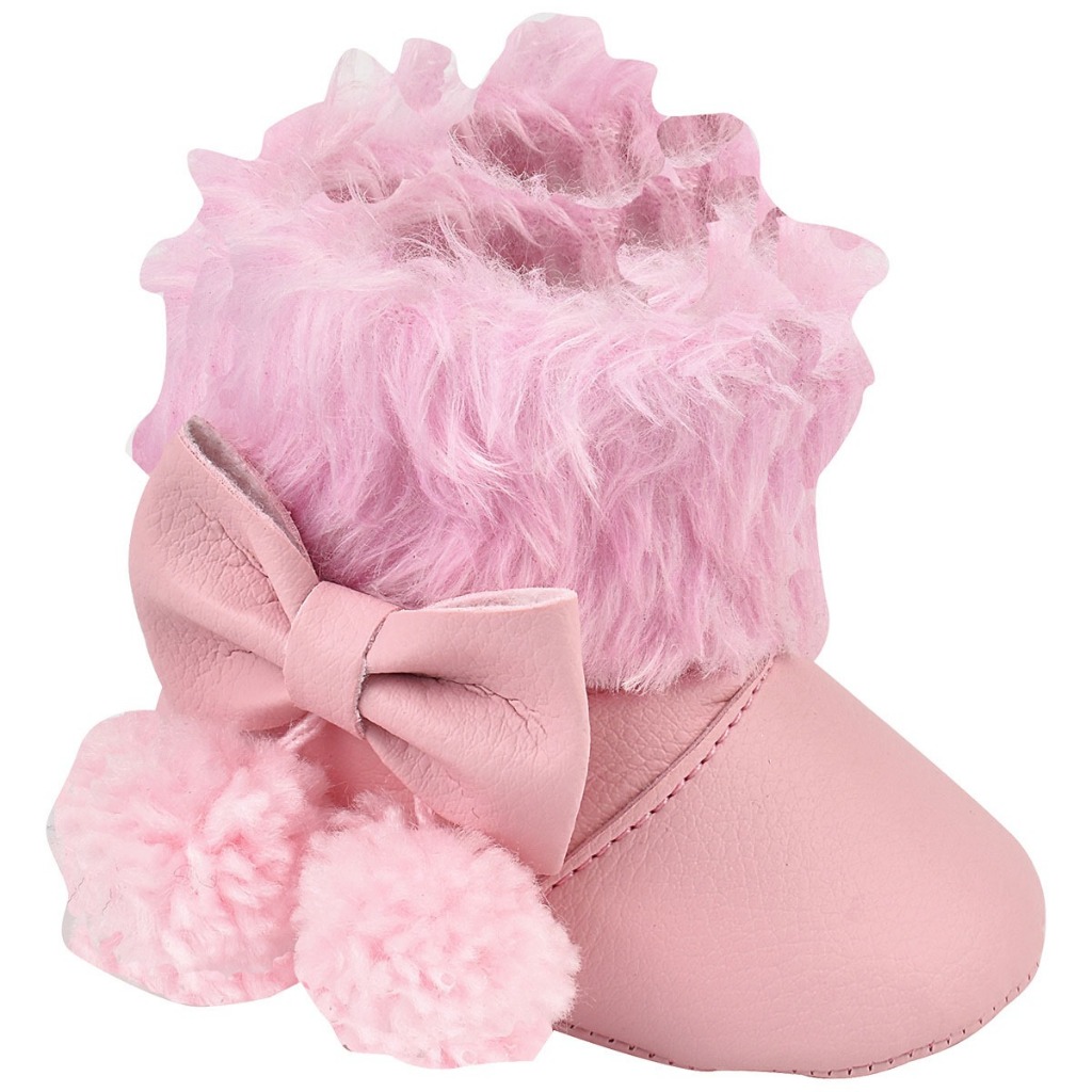 Bota Bebê Menina Rosa Confortável Macia Seguro para Inverno