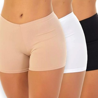 Kit com 3 Short Anágua Liso Segunda Pele Feminino Poliamida Cintura Elástico Largo em Oferta na Shopee