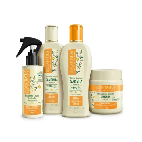 Kit Bio Extratus Camomila e Girassol Ilumina os Cabelos Claros LANÇAMENTO Linha Completa (Sh, Cd, Final e Bc (250mL/g) )