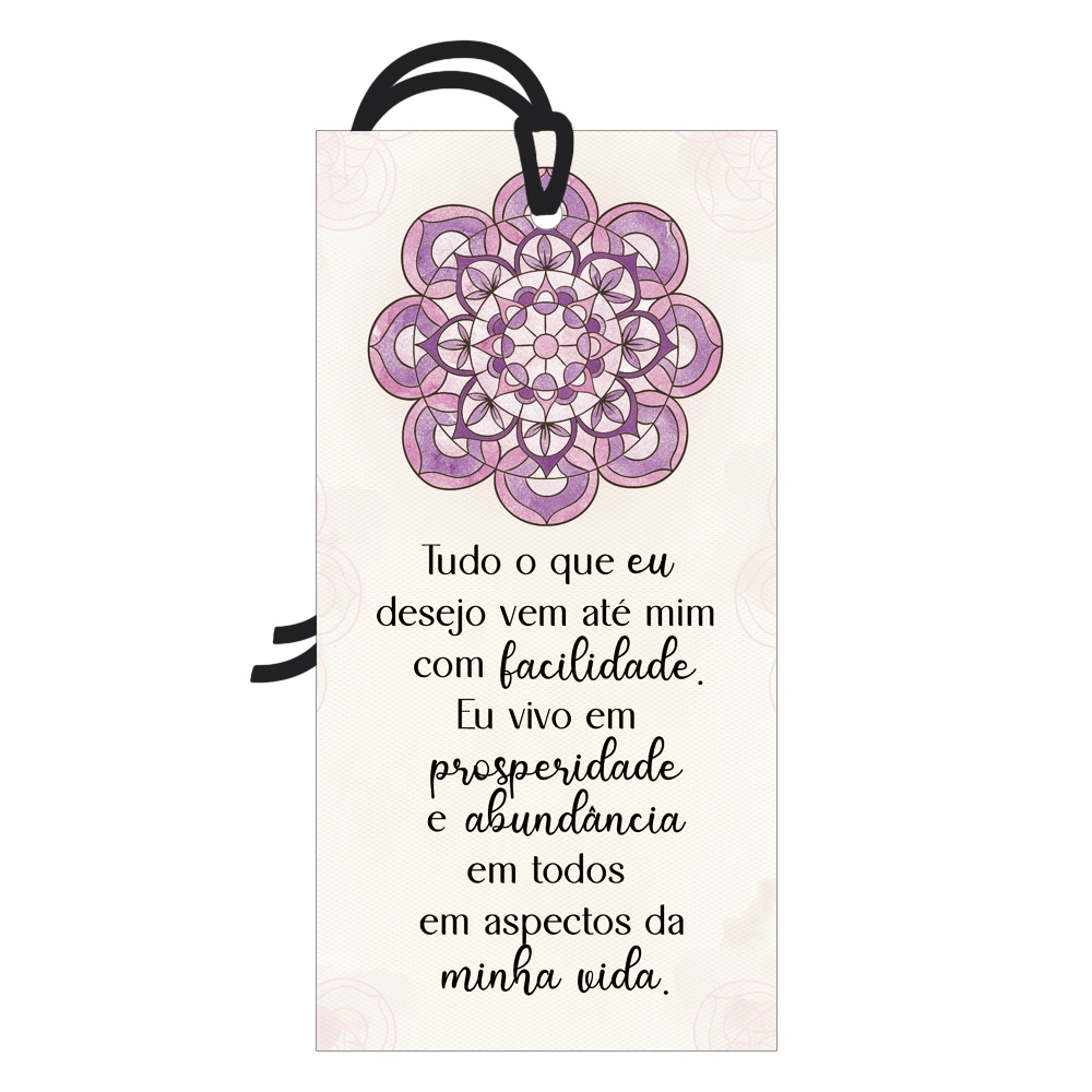 Placa Decorativa Mini 7x14 Tag Decorativa Mandala e Mantra de Prosperidade