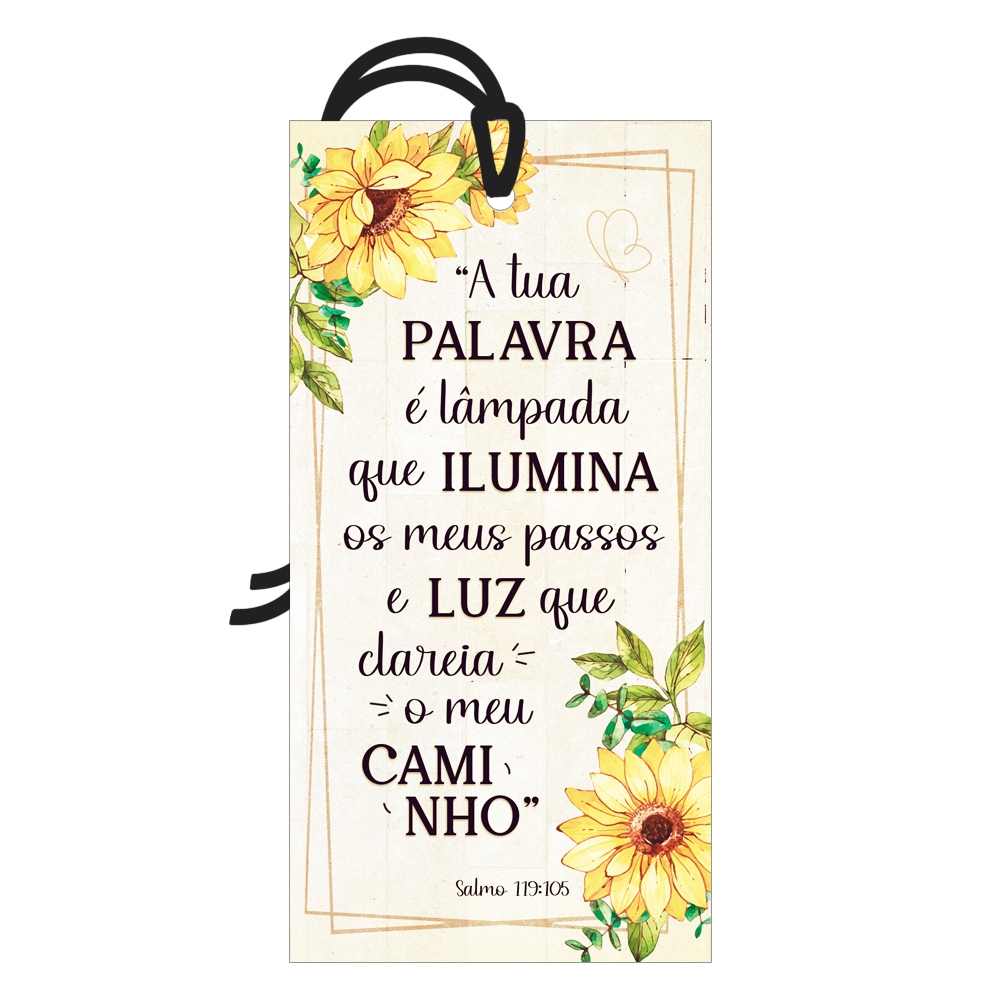 Placa Decorativa Mini 7x14 Tag Decorativa Bíblia Salmo 119 Girassol