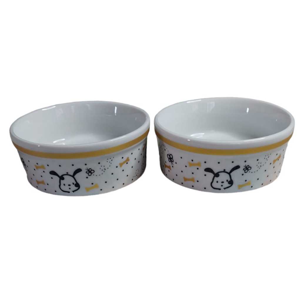 Comedouro bebedouro para cachorro pet em porcelana kit com 2 unidades com capacidade de 330 ml cada