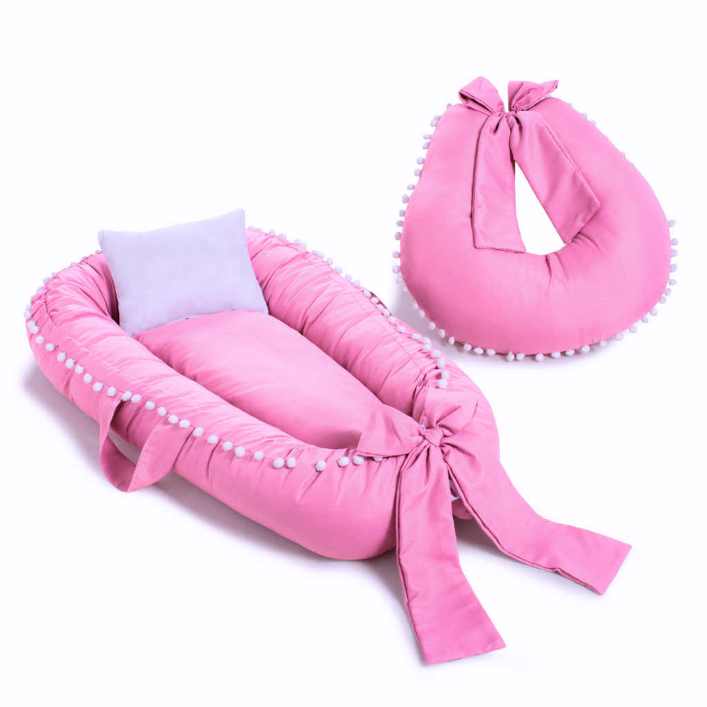 Ninho Redutor de Berço Para Bebê C/ Almofada Amamentação 2 Peças Enxoval Completo Menina Menino Rosa Azul Diversas Cores