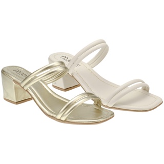 Kit 2 Pares Sandália Feminina Luranto Tamanco Salto Médio Tiras em Oferta na Shopee