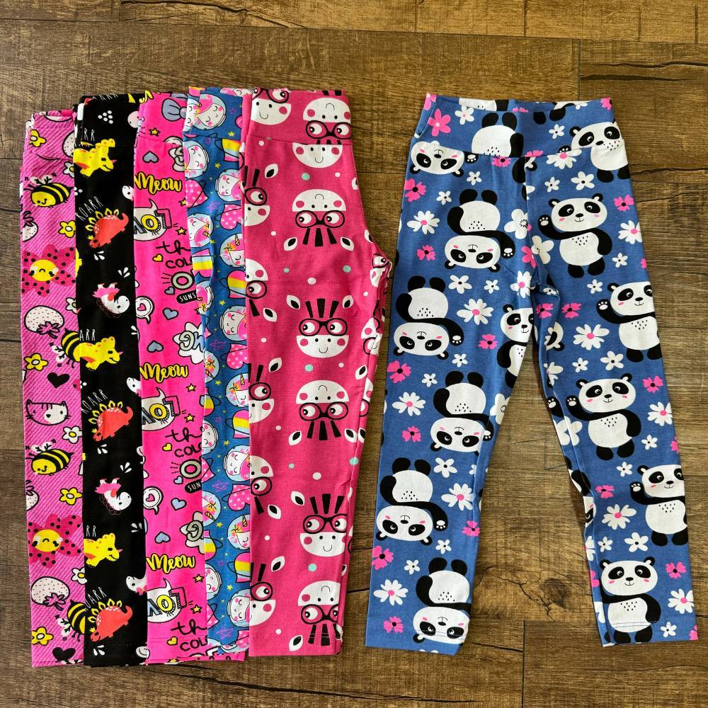 Kit 4 Legging Infantil Estampada Sortidas Muito Confortável