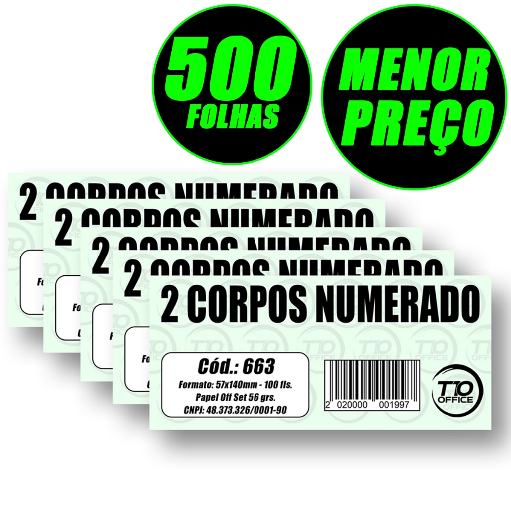 Bloco Comanda Numerada 2 Corpos Talão 500f Pedido Mesa Restaurante