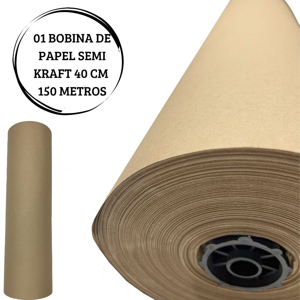 BOBINA SEMI KRAFT PAPEL ROLO 40CM X 150 METROS EMBRULHO PRESENTES SEDEX CORREIOS