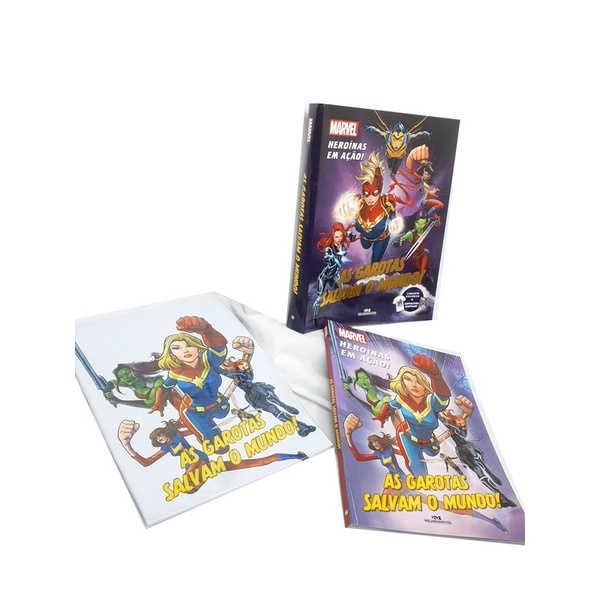 Livro Kit As Garotas Salvam o Mundo - Superlivro Ilustrado + Camiseta Exclusiva - Marvel