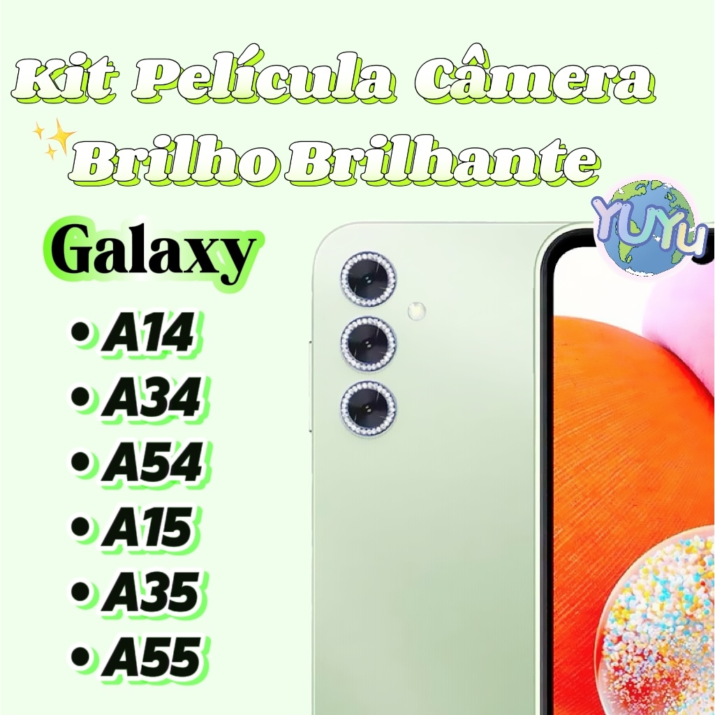 Kit 3 Peças Películas Lente Câmera Brilho brilhante Para Samsung A14/A34/A54/A15/A35/A55/S23/S23+/S24 em Oferta na Shopee