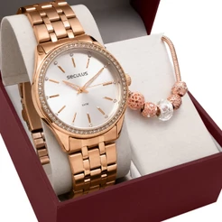 Kit Relógio Seculus Feminino com Pulseira 77135LPSKRS2K1