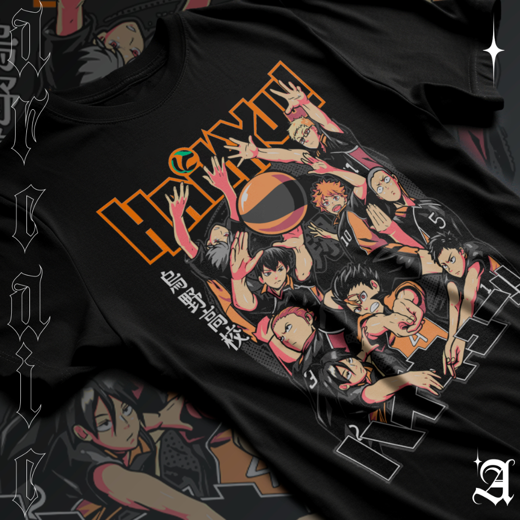 Camiseta Basica Algodao Haikyu Time Karasuno Rise Gaming Vôlei Cartoon Unissex