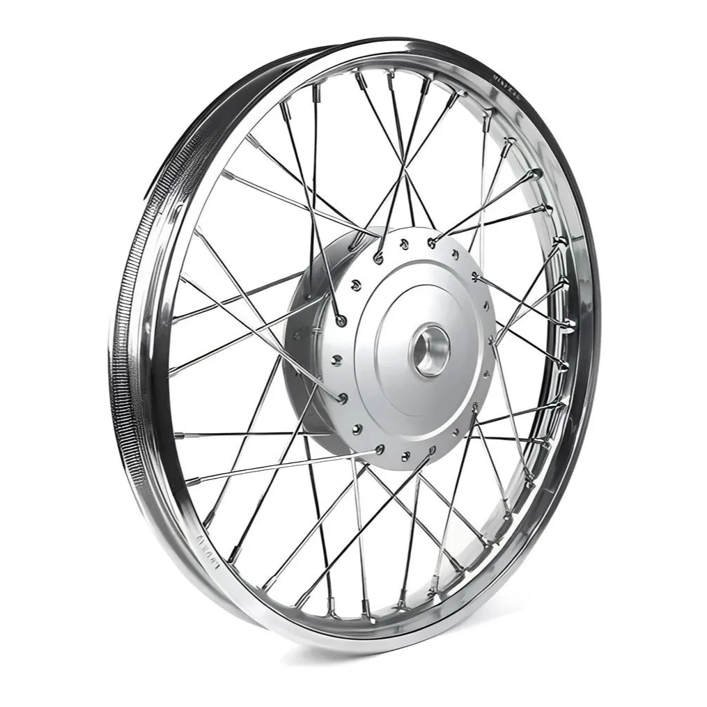 Roda Montada Dianteira Honda Biz 125  110i Cubo Raio 4mm Aro de ferro com Rolamento Aro 17 Fabreck