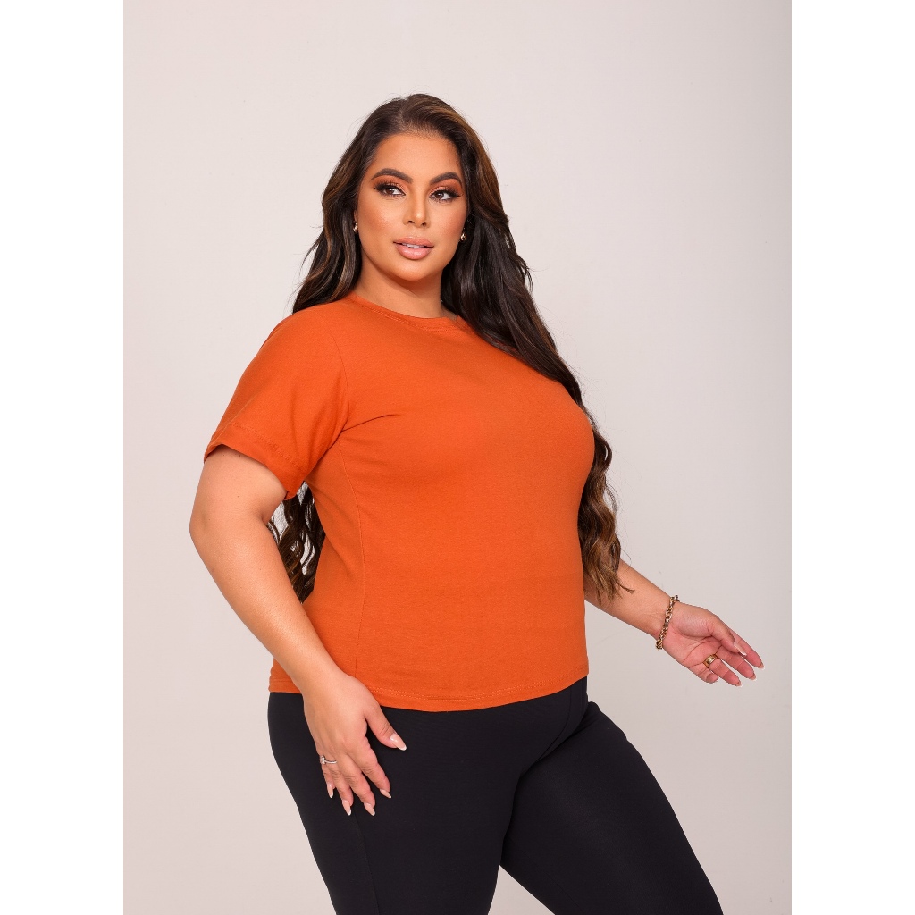 Blusa Lisa Plus Size Basica Algodão Varias Cores em Oferta na Shopee