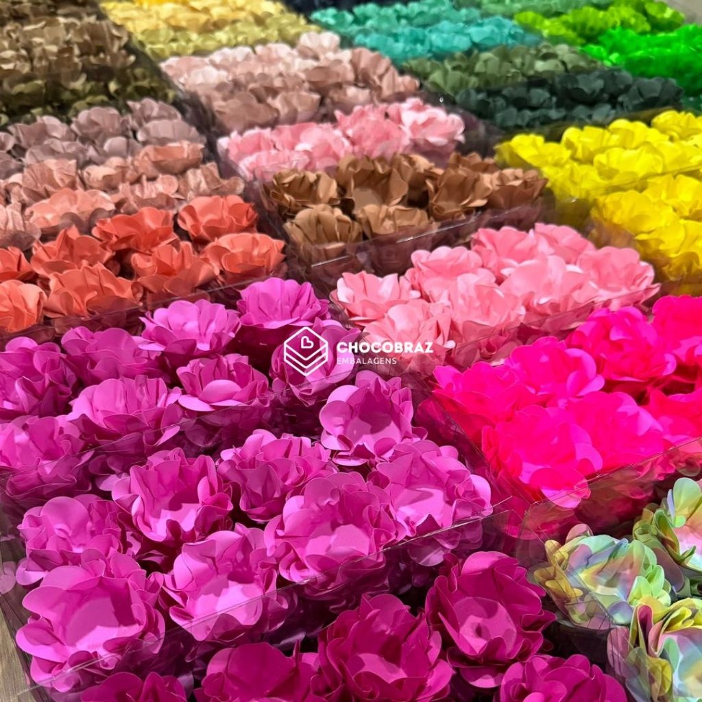 320 Forminhas de Doces Finos Flor Luxo Casamento Festa Cores em Oferta na Shopee