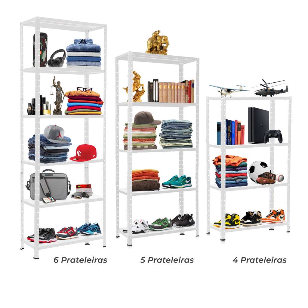 Estante Prateleira de Aço BRANCA Reforçada Casa  Cozinha Sala Quarto Livros Multiuso Organizador em Oferta na Shopee