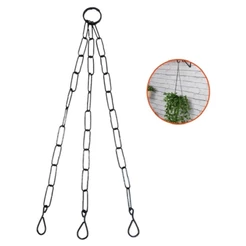 Kit 4 Correntes Tripla de Metal (Preta) 34 cm p/ Pendurar Vaso suspenso, Xaxim, Planta, Cuia.