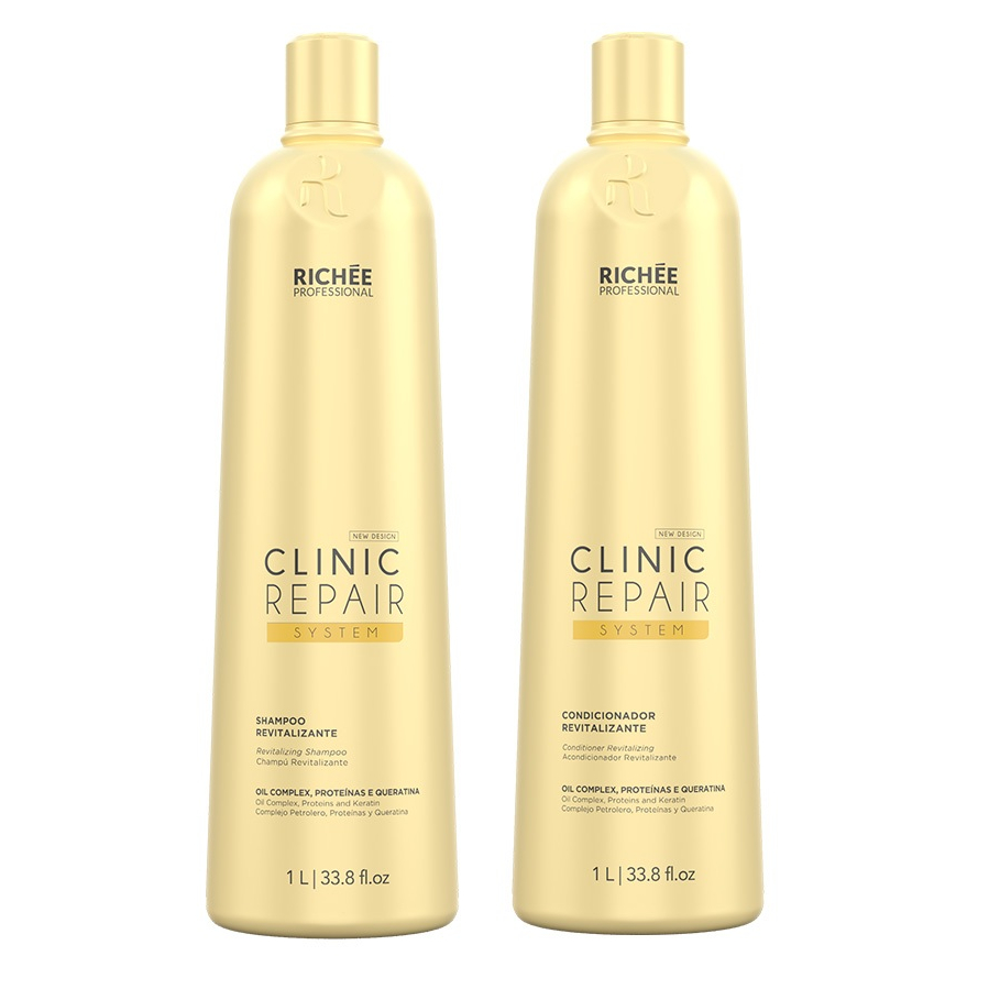 Kit Shampoo e Condicionador Profissional (2x1L) Nutrição e Hidratação Richée Clinic Repair System em Oferta na Shopee