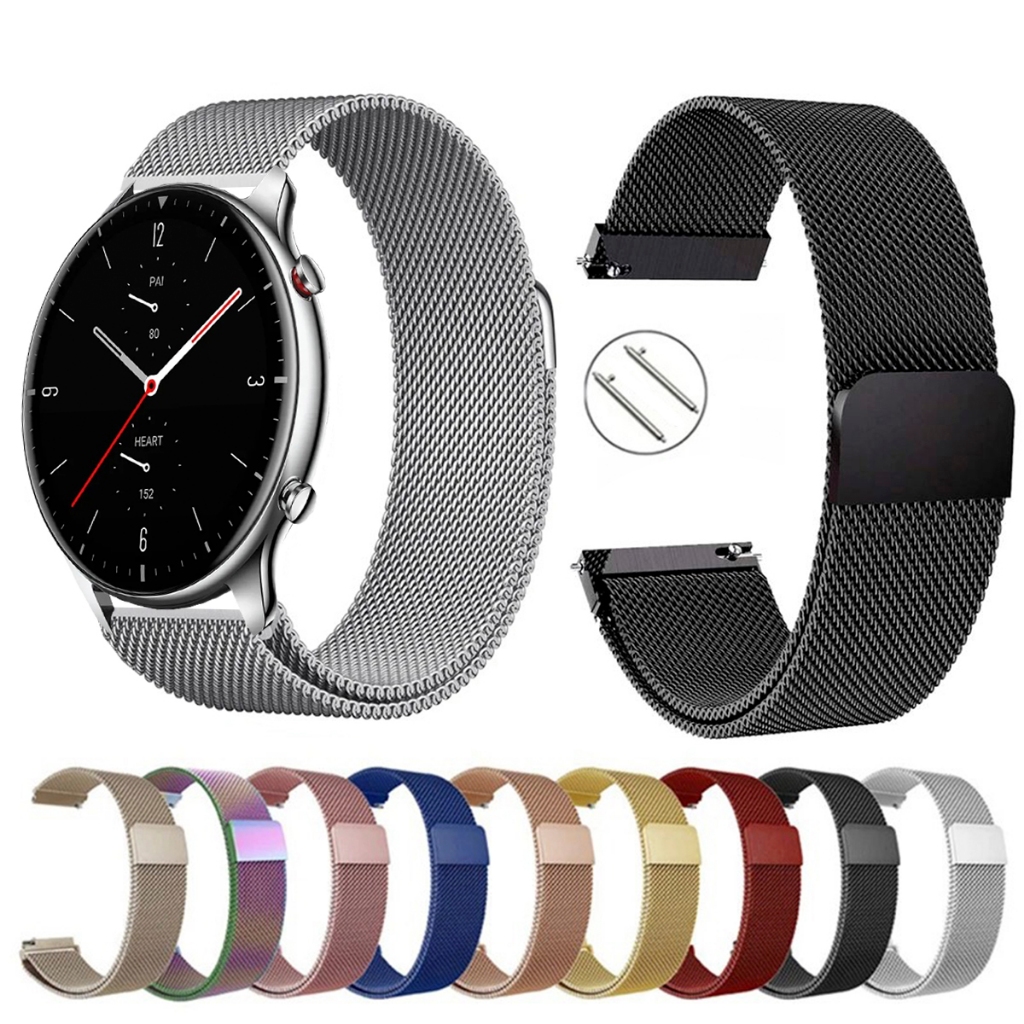 Pulseira de 22mm milanesa aço inox para Amazfit GTR 2 Classic de Engate Rapido