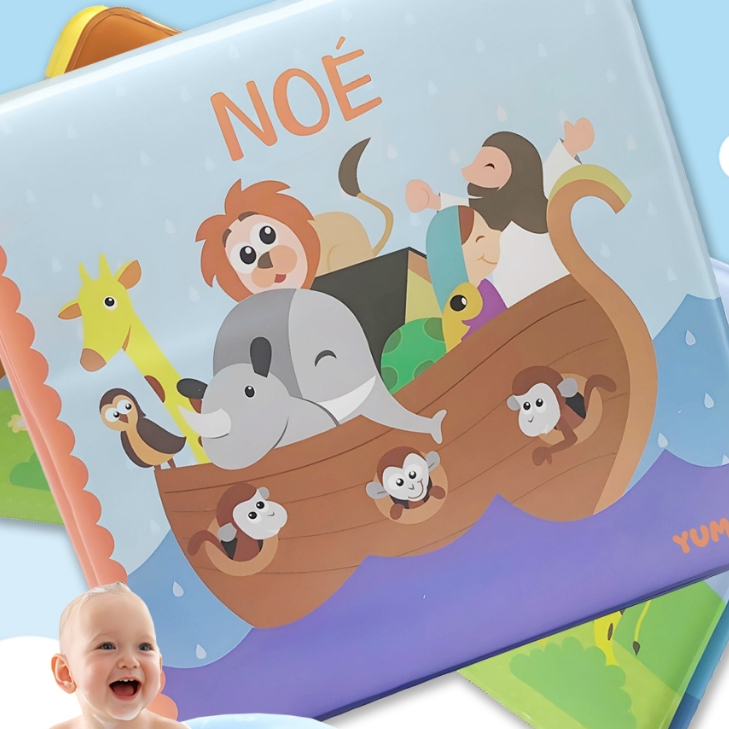 Livro Infantil De Banho Para Bebês Bíblia Sensorial A Arca De Noé - Bíblicos De Banho em Oferta na Shopee