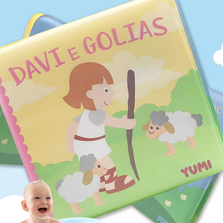 Livro Infantil De Banho Para Bebês Sensorial Davi e Golias - Bíblicos De Banho em Oferta na Shopee