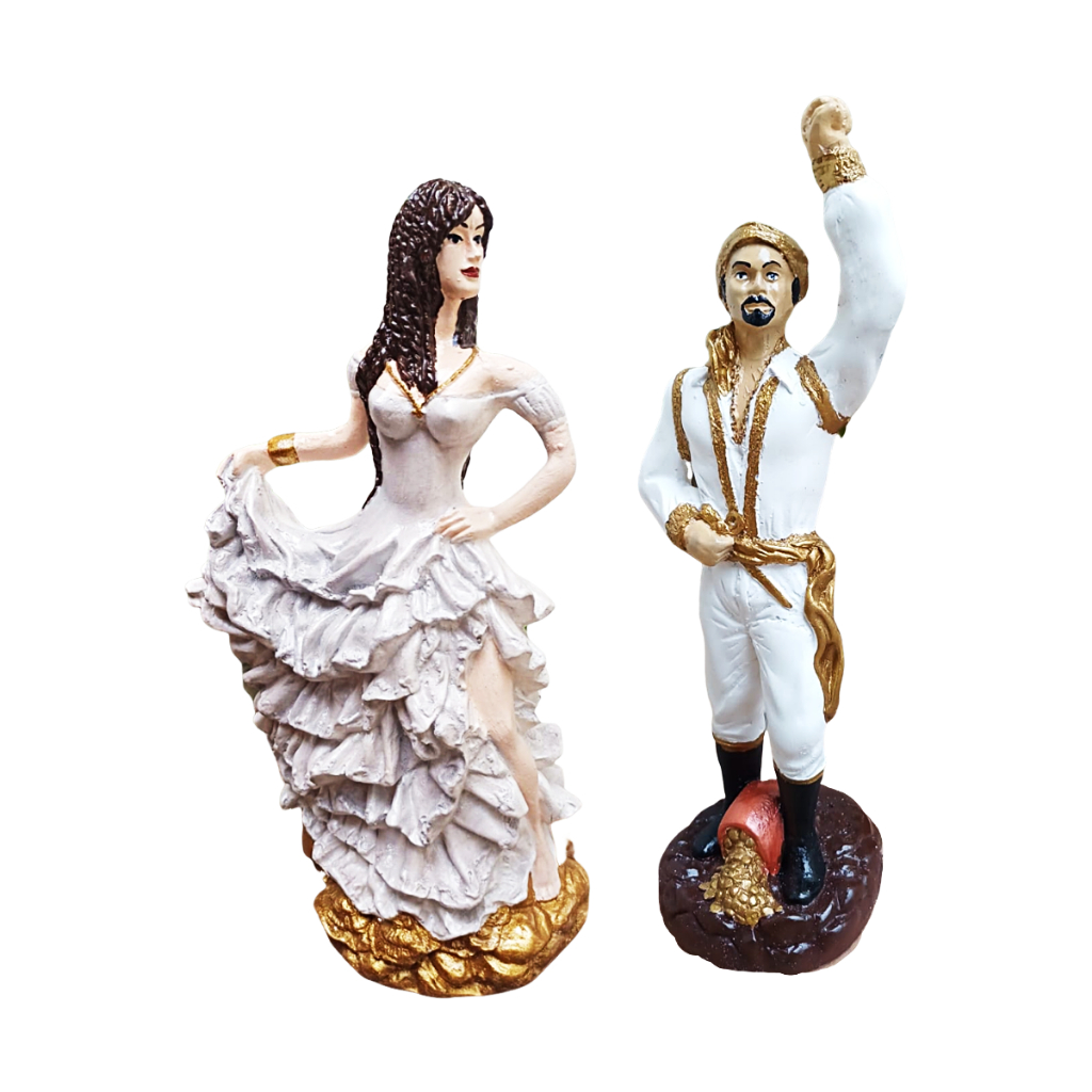 Imagem Casal de Ciganos Cigano e Cigana a Batizar 27cm Imagem em Gesso Umbanda