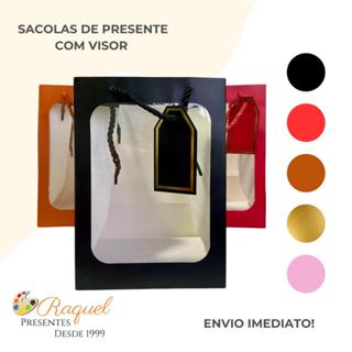 Sacola Bolsa para Presente Com Visor Transparente 25x18x13cm/ 30X20X16cm - Unidade em Oferta na Shopee