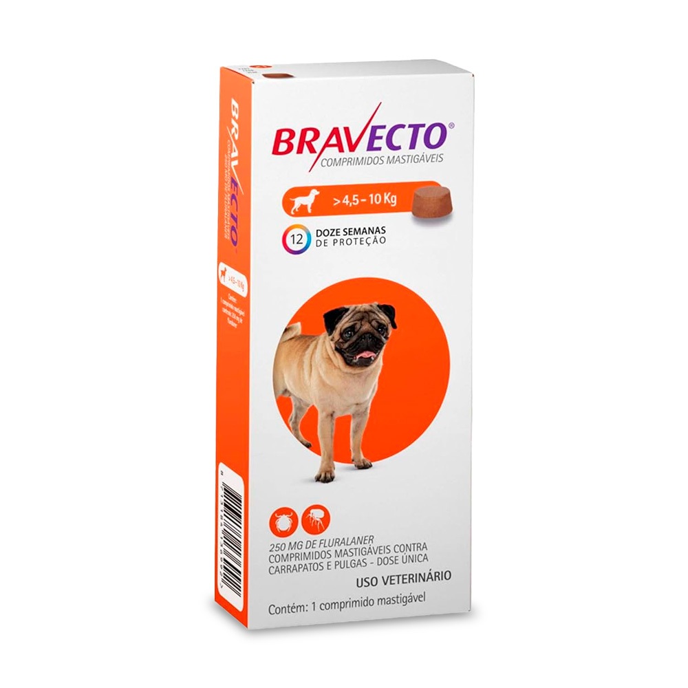 Antipulgas Bravecto Cães 4,5 a 10 kg Comprimido 1 compr em Oferta na Shopee