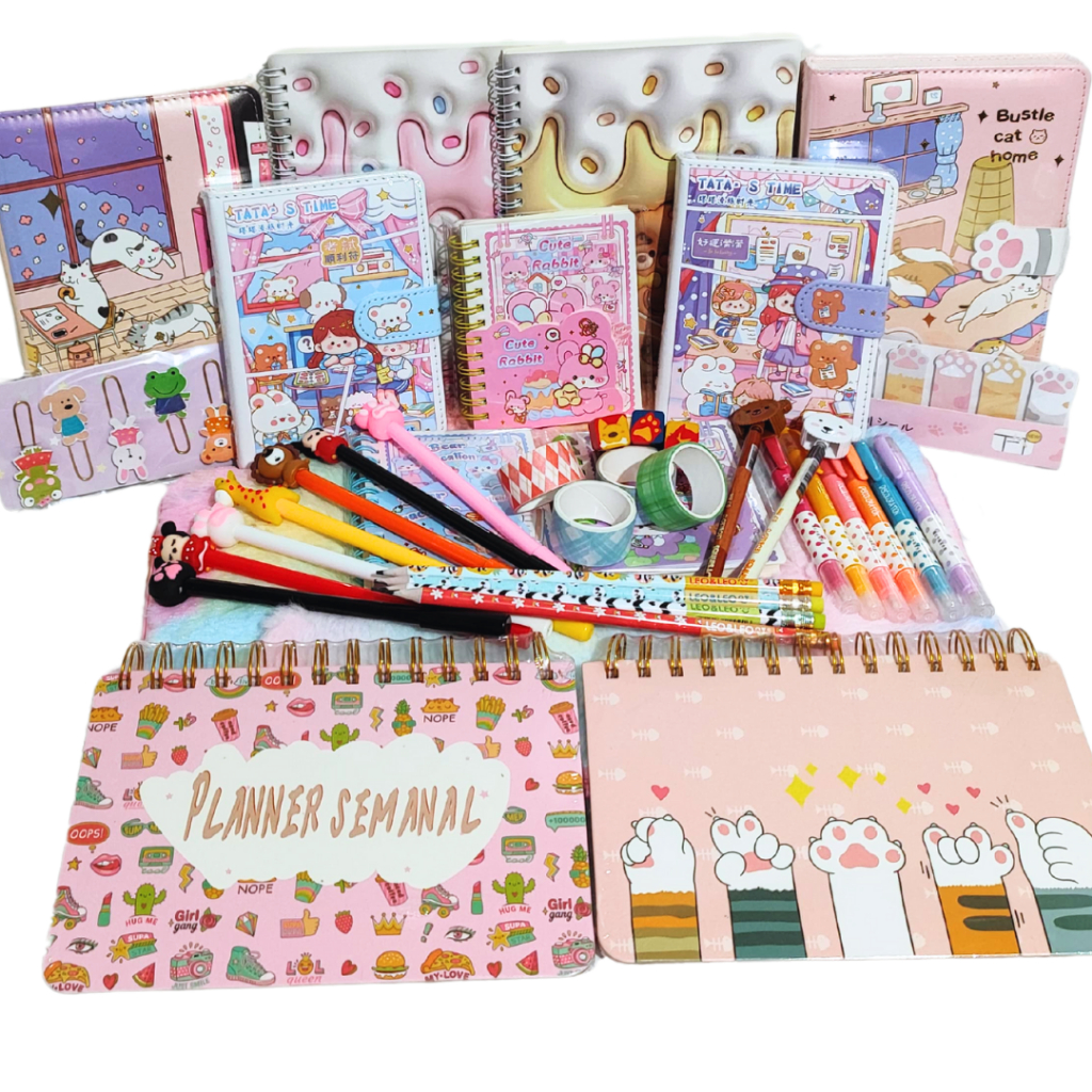 Kit Papelaria Criativa Presente de Luxo Fofa Com Diversos Itens Kawaii Importados Japão Coréia China em Oferta na Shopee
