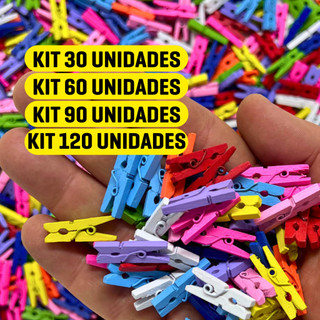 Kit 120 Mini Prendedor Para Fotos Pregador Colorido 2,5Cm Em Madeira Varal Mural Memory Board Tags Drinks Mini Grampo