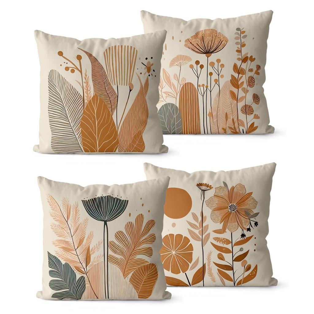 Kit 4 Capas de Almofadas Decorativas 45x45 - Folhas em Oferta na Shopee