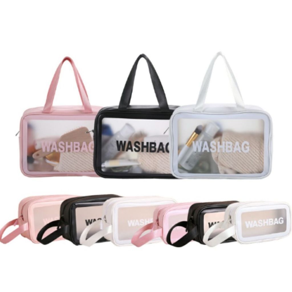 Kit 3 Necessaire Maquiagem Transparente WashBag A Prova De Água