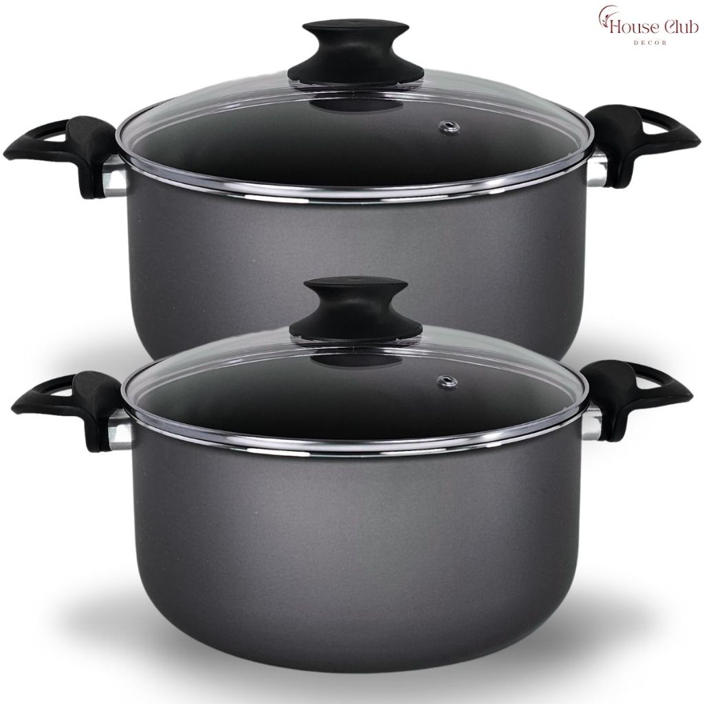 Kit Panelas Caçarolas Plus 02 Peças TAMANHO GRANDE 22 e 24 Antiaderente Com 5 Camadas de Teflon Cor Grafite Preto em Oferta na Shopee