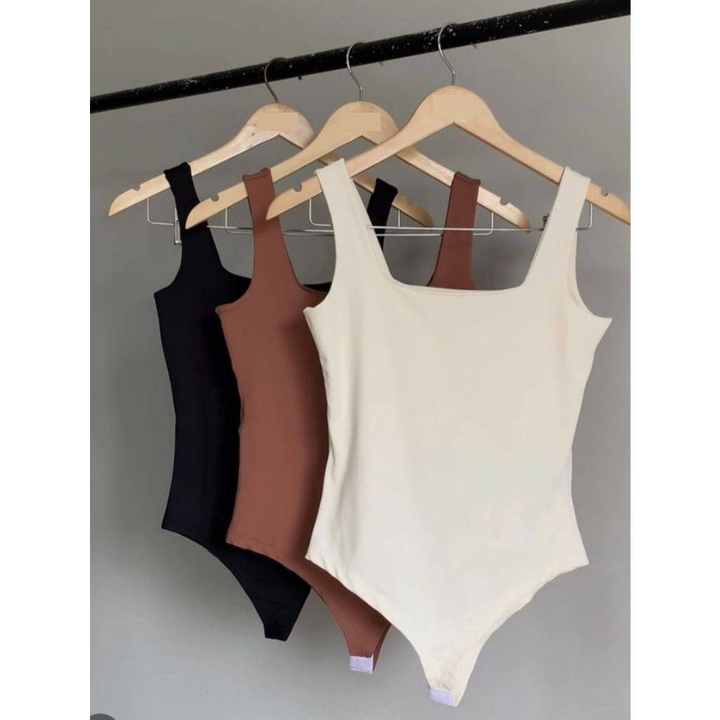 Kit 3 Body Bory Bori Feminino Macacão Gola Quadrada Regata Alça Grossa Cores do Inverno Suplex Dupla Camada Básico em Oferta na Shopee