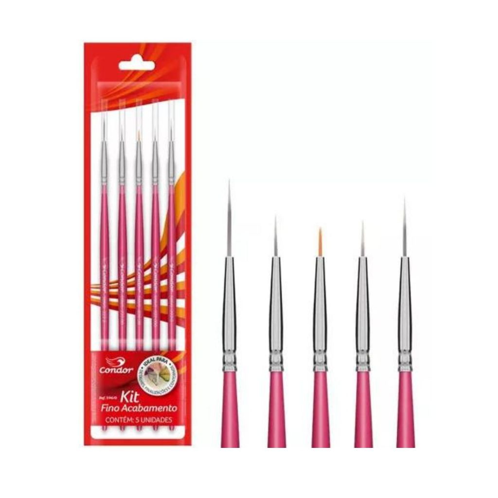 Kit 5 Pincéis Finos Para Acabamento 596/0 - Condor