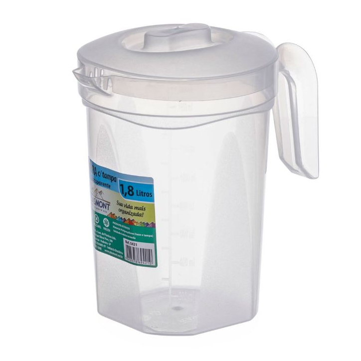 Kit 2 Jarras De 1,8 Litros  Com Tampa Transparente Suco Bonita