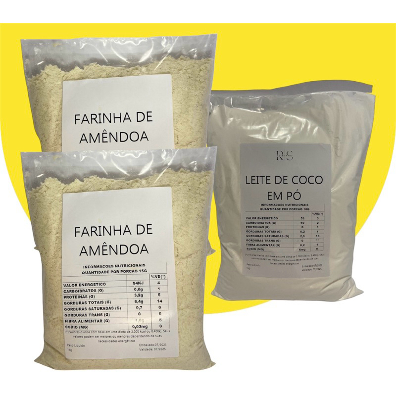 2kg Farinha de Amêndoa 1kg Leite de Coco Pó