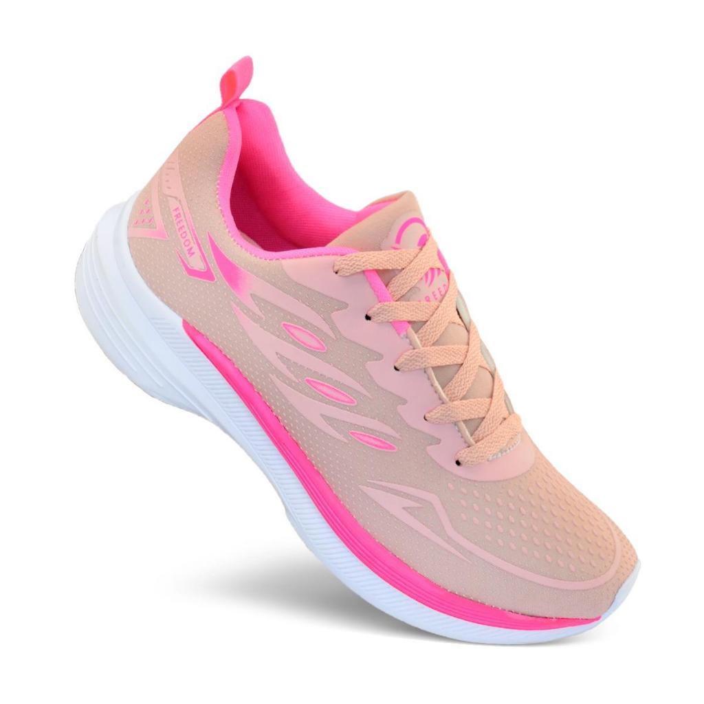 Tenis Feminino Escolar Academia Original FREEDOM Corrida Caminhada Lançamento ROSA PINK em Oferta na Shopee