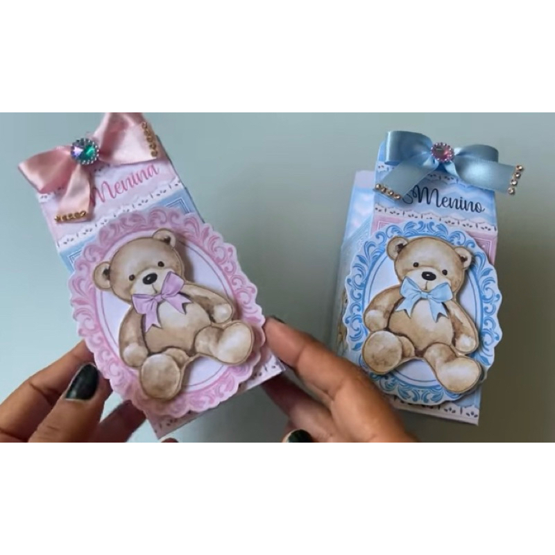 10 Caixas  Lembrancinhas Personalizadas Tema Ursinho   - Festa Urso Cha revelaçao mesversario  festas Decoração