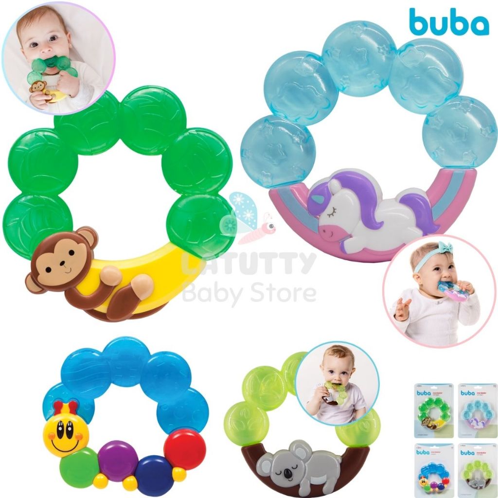 Mordedor de Água Buba Dentição Bebê Massageador Gengiva Bebe +3 Meses