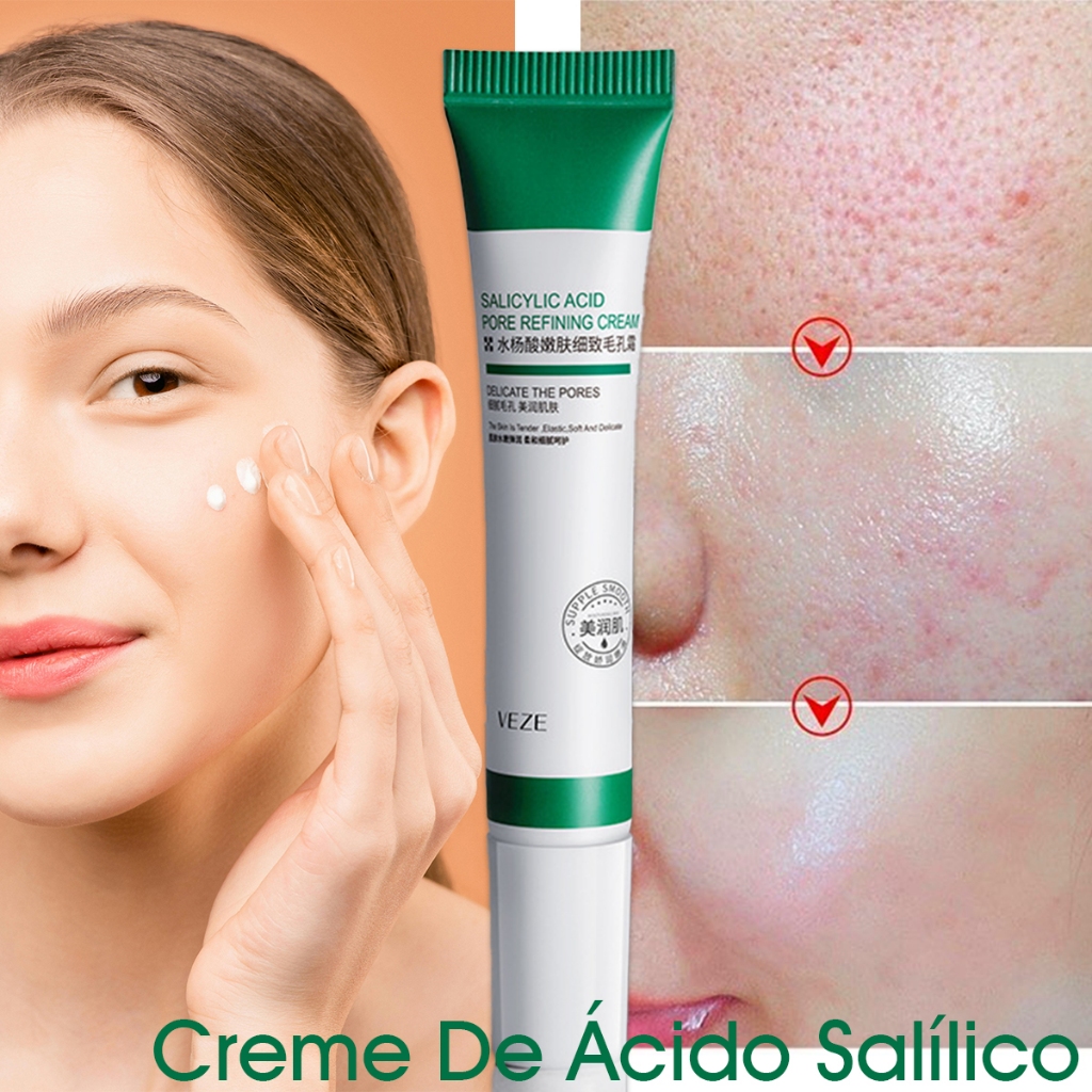 Creme de Ácido Salicílico para Redução de Poros, Hidratação e Nutrição da Pele - Creme Hidratante e Refinador de Poros, Loção Facial Hidratante, Creme de Cuidado com a Pele, Redução de Poros Dilatados, Hidratação Profunda e Suavização,