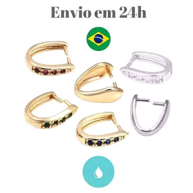 Base/Elo para Pingente com Zircônia - Fazer Joias DIY - Latão e Zircão, 1Peça