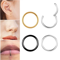 Piercing Conch Nariz Aço Cirúrgico 6-12mm Click PVD Segmentada Grau de Implante Hipoalergênico Piercing Argola