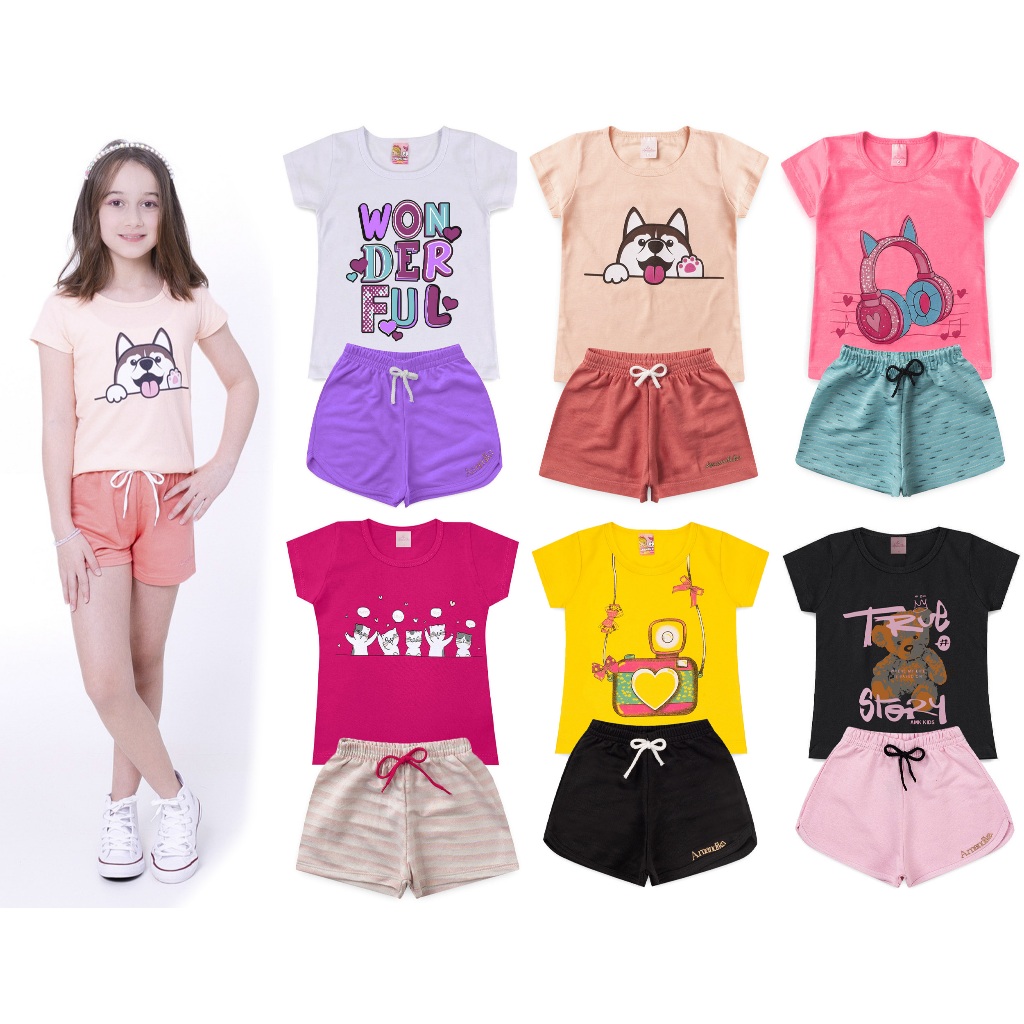 Kit Conjunto Infantil Feminino Com 5 Conjuntos Sortidos Menina L14