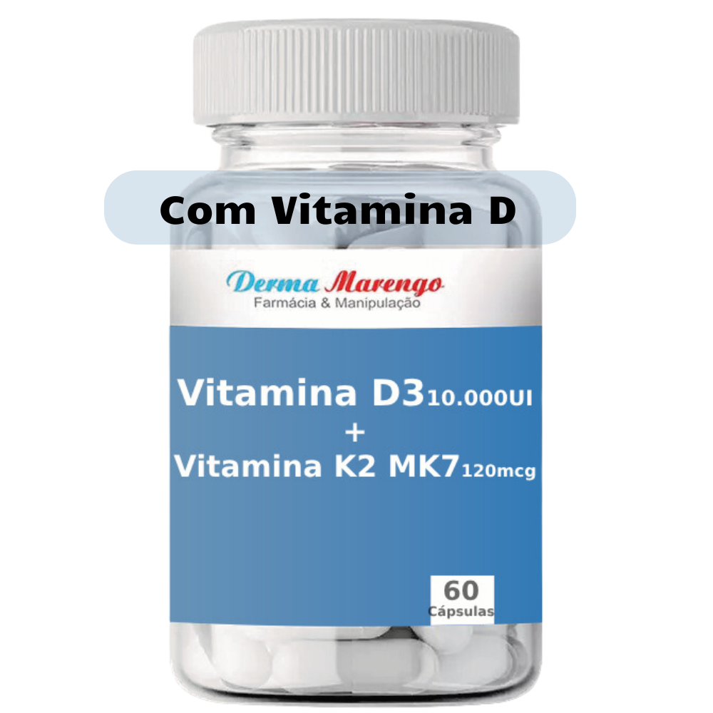 Vitamina D3 10000ui com Vitamina K2 MK7 120mcg - 60 Cápsulas - DrogaMarengo