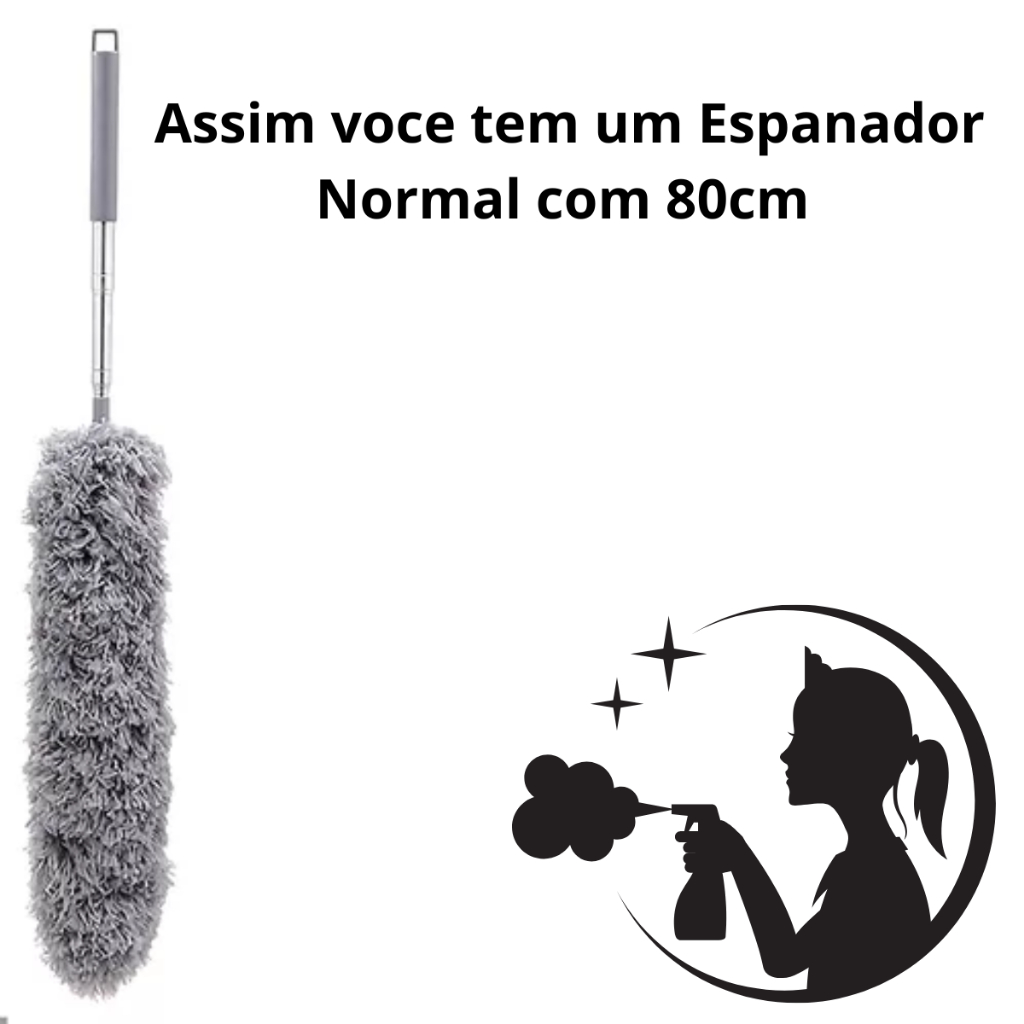 Espanador Pó Extensível 2.80m Eletrostático Lavável Cama Box