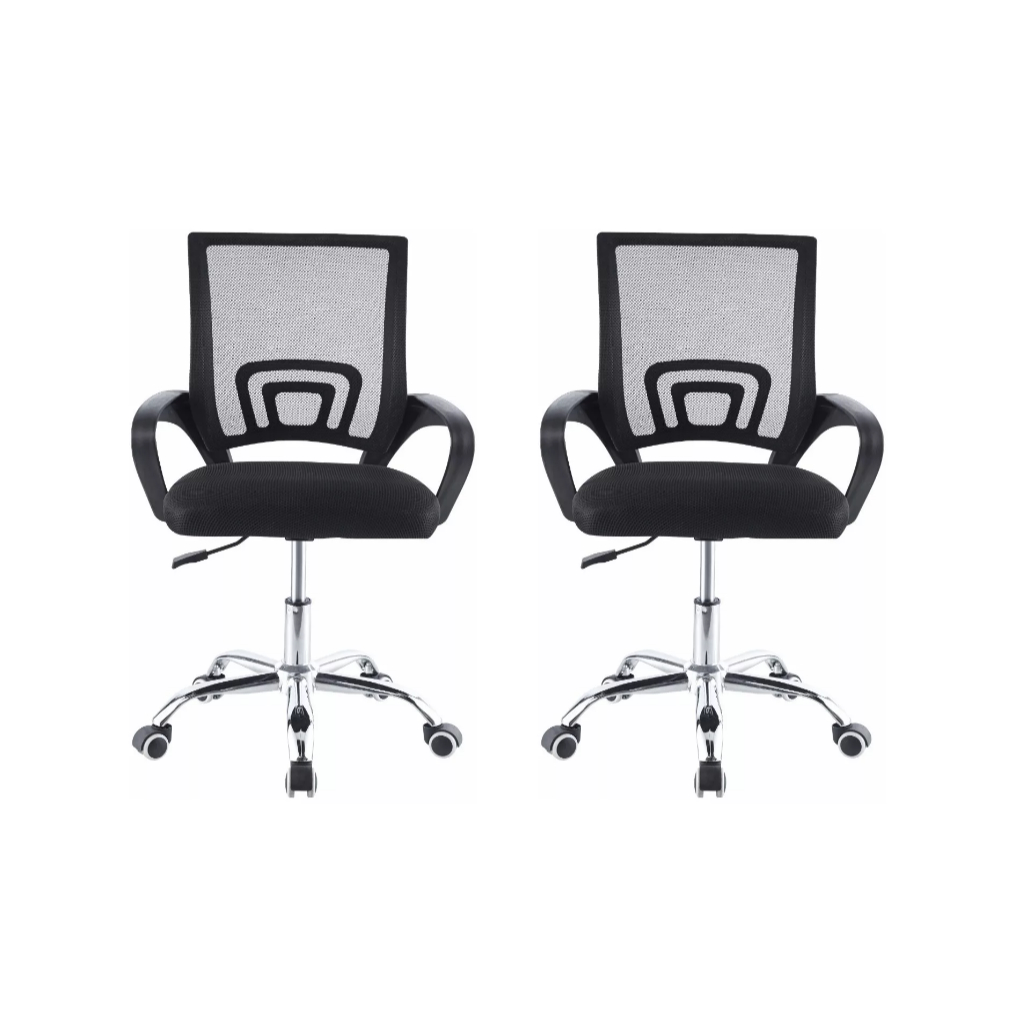 Kit 2 Cadeiras Escritório Presidente Estofado Mesh Office