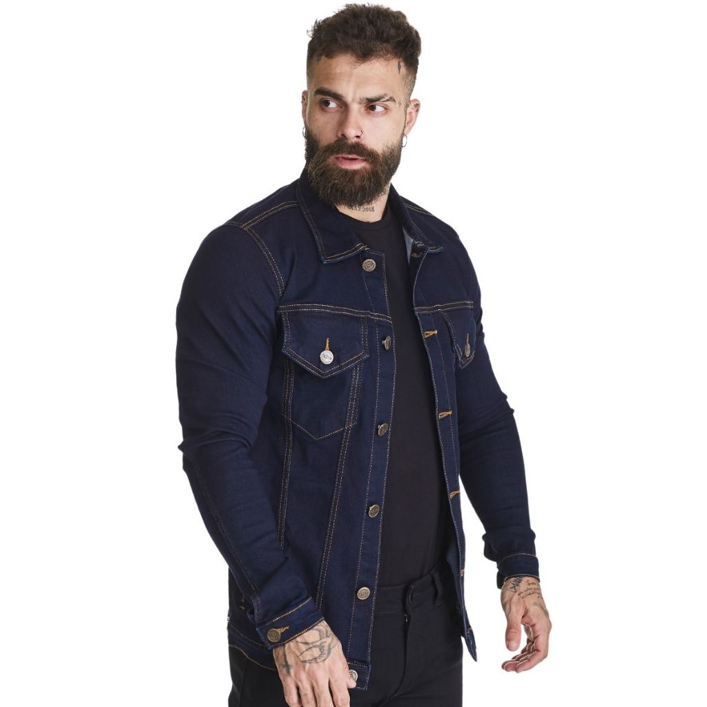 Jaqueta Jeans Masculina Premium Azul Escuro