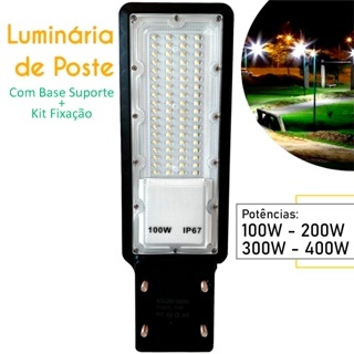 Luminaria Publica Petala 100w 150w 200w 300w 400w Led Cob Poste Ip66 Branco Frio